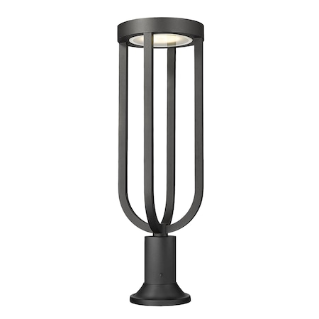 Z-Lite Leland Outdoor Pier Mounted Fixture, 1-Light, 9 In.W x 28.25 In.H, Sand Black/Sand Blast 5005PHB-553PM-BK-LED